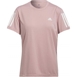 adidas OWN THE RUN TEE Dámské běžecké tričko, Růžová,Bílá, velikost XS