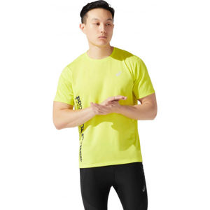 Asics SMSB RUN SS TOP Pánské běžecké triko, Reflexní neon,Černá, velikost S