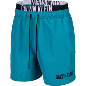 Calvin Klein MEDIUM DOUBLE WB Pánské šortky do vody, tyrkysová, velikost L