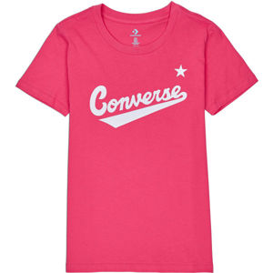 Converse WOMENS NOVA CENTER FRONT LOGO TEE Dámské tričko, Růžová,Bílá, velikost