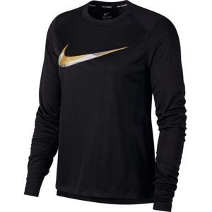 Nike MILER TOP LS METALLIC černá L - Dámské běžecké triko