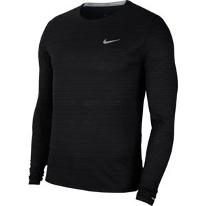 Nike DRI-FIT MILER Pánské běžecké triko s dlouhým rukávem, Černá,Šedá, velikost