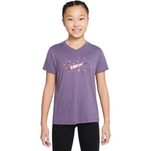 Nike NK DF TEE VNECK LGD ESSNTL+ Dívčí tričko, fialová, velikost M