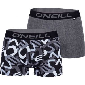O'Neill MEN BOXER ALL OVER LETTERS 2PK Pánské boxerky, Tmavě šedá,Bílá,Černá, velikost