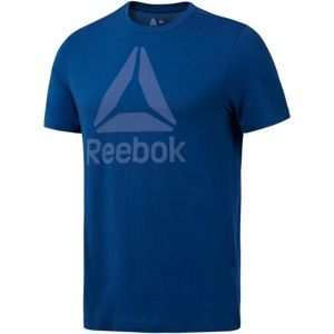Reebok QQR REEBOK STACKED modrá L - Pánské tričko