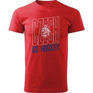 Střída CZECH ICE HOCKEY TRIKOLORA LOGO LEV červená L - Pánské triko