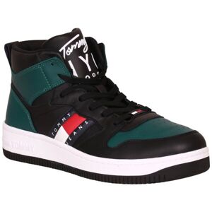 Tommy Hilfiger LEATHER MID CUT BASKET Pánská volnočasová obuv, tmavě zelená, velikost 46